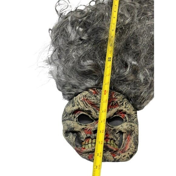 Vintage Rubber Face Teen Adult Halloween Mask Zombie Undead Gray Hair Scary - Picture 7 of 8